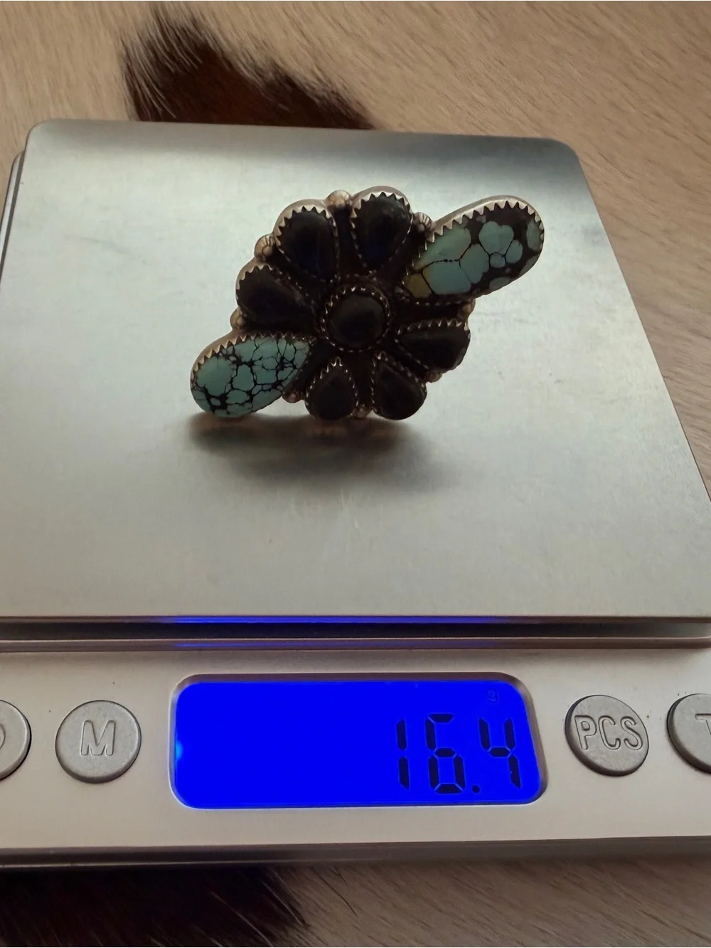 ❤️ High Grade Blue Moon Turquoise Sterling Silver ADJ Statement Ring 16.4 Grams